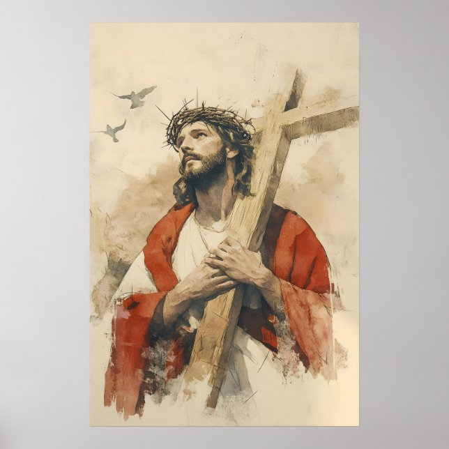 Jesus Carrying The Cross Passion Of Christ Poster (Front)