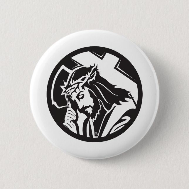 Jesus Carrying The Cross Pinback Button (Front)