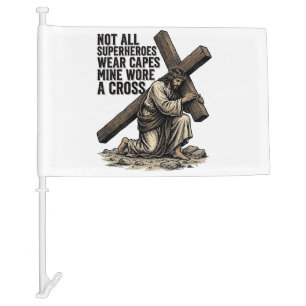 Jesus Carrying the Cross Vintage Christian Car Flag