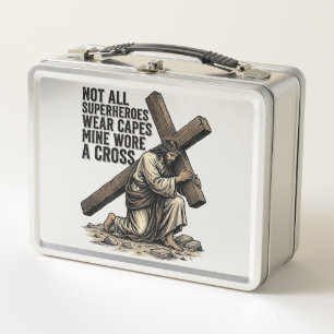 Jesus Carrying the Cross Vintage Christian Metal Lunch Box