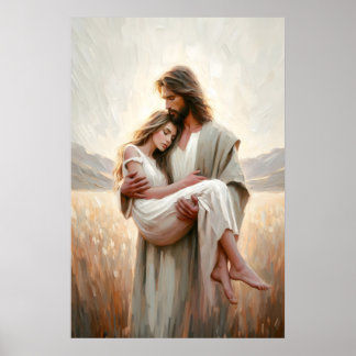 Jesus Carrying Woman Jesus Woman LDS Art Jesus Poster