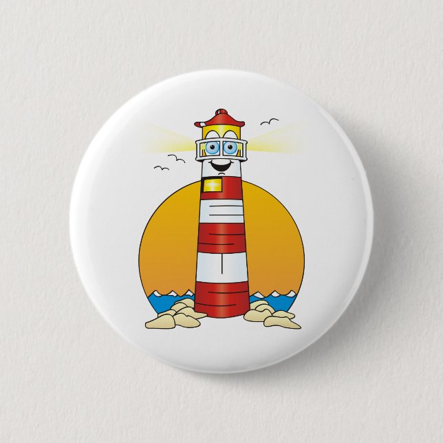 Jesus Cartoon Lighthouse Button (Front)