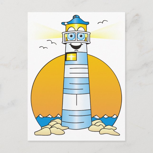 Jesus Cartoon Lighthouse Postcard (Front)