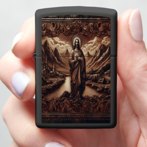 Jesus Carved In Mountains Zippo Lighter