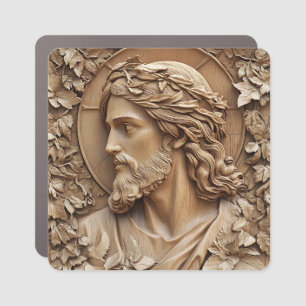 Jesus Carving Car Magnet