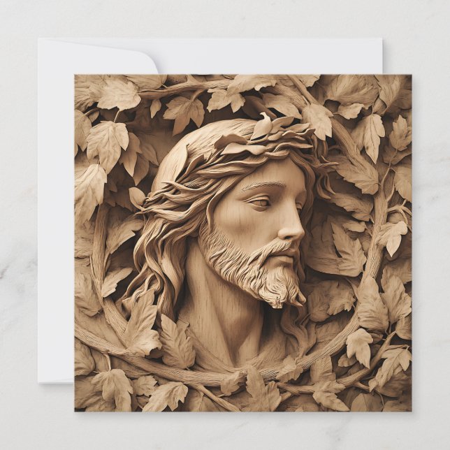 Jesus Carving Greeting Card (Front)