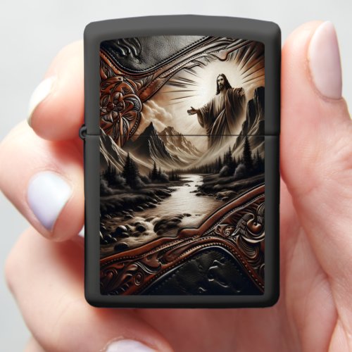 Jesus Carving in Mountains Zippo Lighter