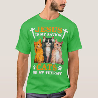 Jesus Cat Therapy Funny Jesus Christ T-Shirt