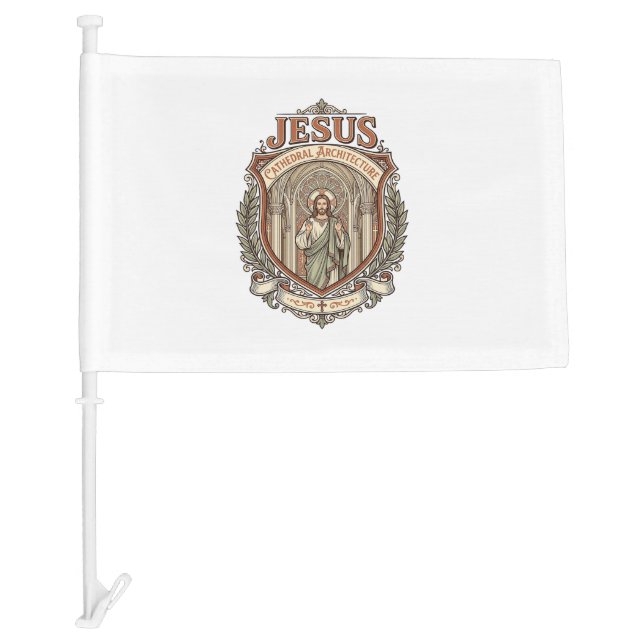 Jesus Cathedral Architecture Jesus Cathedral Archi Car Flag (Front)