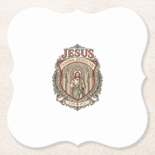 Jesus Cathedral Architecture Jesus Cathedral Archi Paper Coaster (Front)