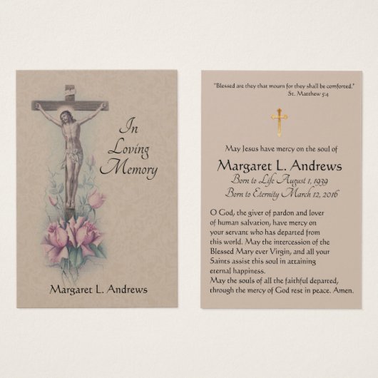Jesus Catholic Funeral Sympathy Prayer Holy Card (Front & Back)
