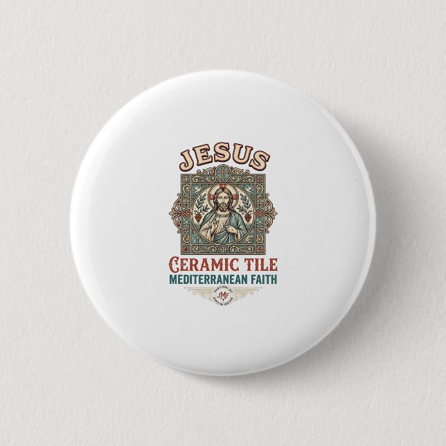 Jesus Ceramic Tile Mediterranean Faith Jesus Ceram Button (Front)