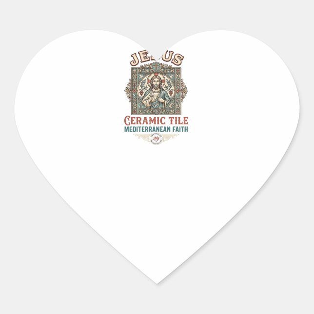 Jesus Ceramic Tile Mediterranean Faith Jesus Ceram Heart Sticker (Front)