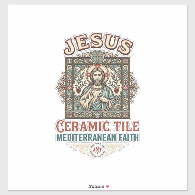 Jesus Ceramic Tile Mediterranean Faith Jesus Ceram Sticker (Sheet)