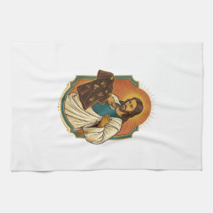 Jesus Chalk Covered Black Gym Clothes Mess Workout Kitchen Towel