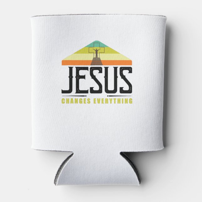 Jesus Changes Everything Vintage Christian Church Can Cooler (Front)