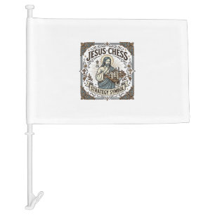 Jesus Chess Strategy Symbol Jesus Chess Strategy C Car Flag