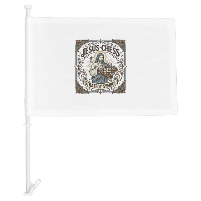 Jesus Chess Strategy Symbol Jesus Chess Strategy C Car Flag (Front)