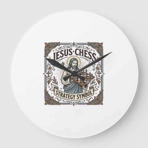 Jesus Chess Strategy Symbol Jesus Chess Strategy C Large Clock