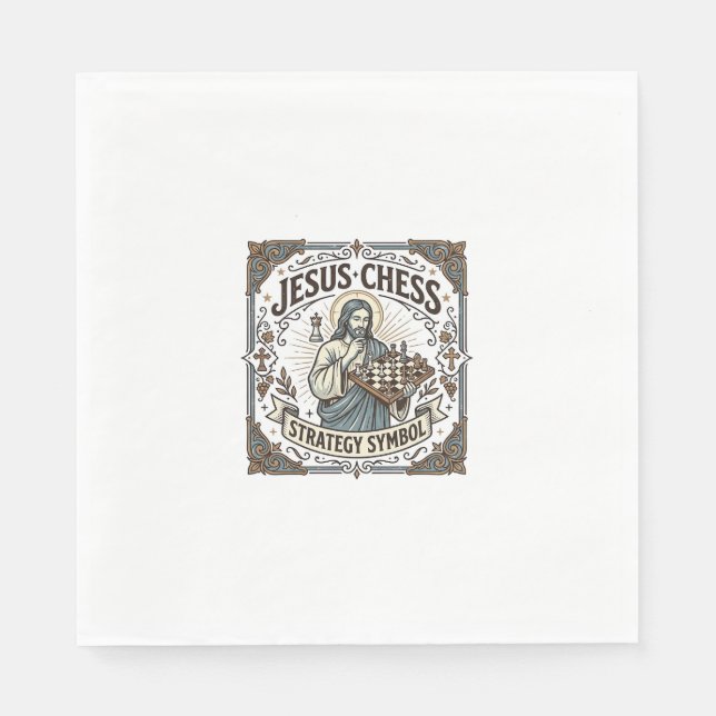 Jesus Chess Strategy Symbol Jesus Chess Strategy C Napkins (Front)