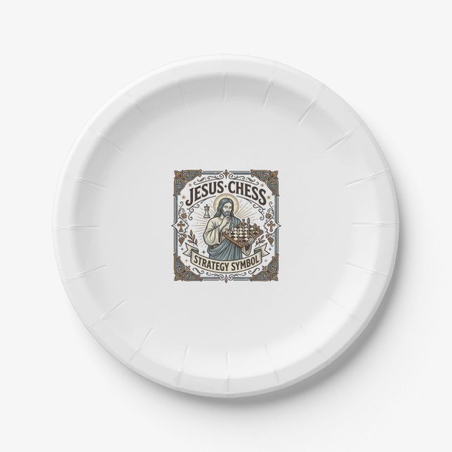 Jesus Chess Strategy Symbol Jesus Chess Strategy C Paper Plates (Front)
