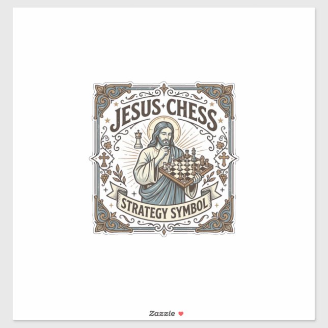 Jesus Chess Strategy Symbol Jesus Chess Strategy C Sticker (Sheet)