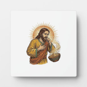 Jesus Choking Dry Tortilla Chip Crumb Food Humor_1 Plaque