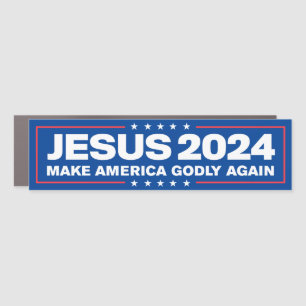 Jesus Christ 2024 Make America Godly Again Bumper Car Magnet