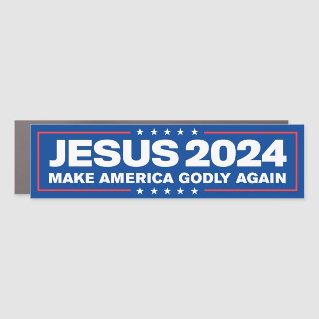 Jesus Christ 2024 Make America Godly Again Bumper Car Magnet (Front)
