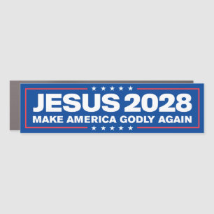 Jesus Christ 2028 Make America Godly Again Bumper Car Magnet