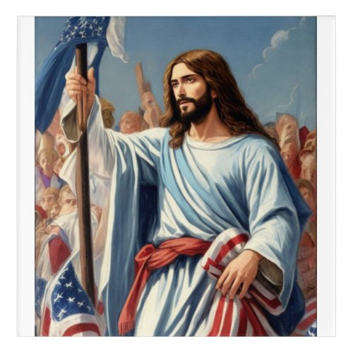 Jesus Christ American Flag AP27 Christian  Acrylic Print