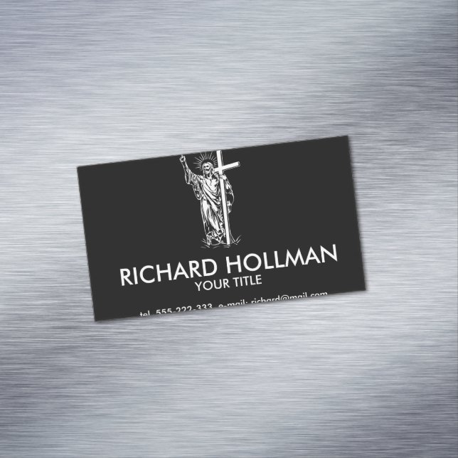 Jesus Christ and a cross Business Card Magnet (In Situ)