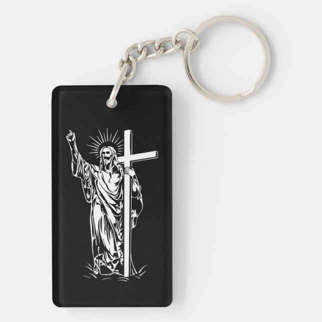 Jesus Christ and a cross Keychain (Back)