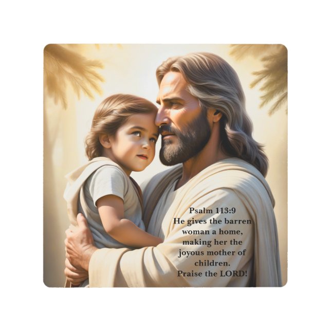 Jesus Christ and a small child Metal Print (Front)