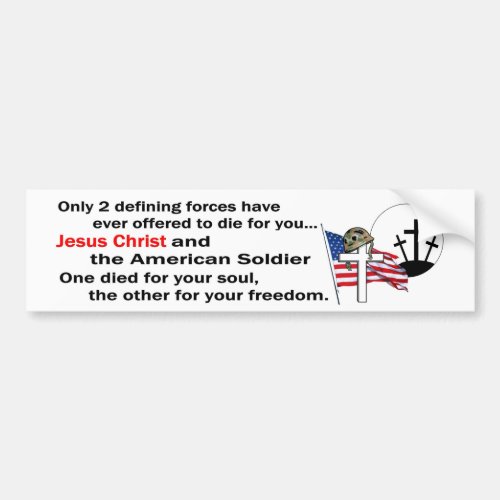 Jesus Christ and the American Soldier 2nd version Bumper Sticker