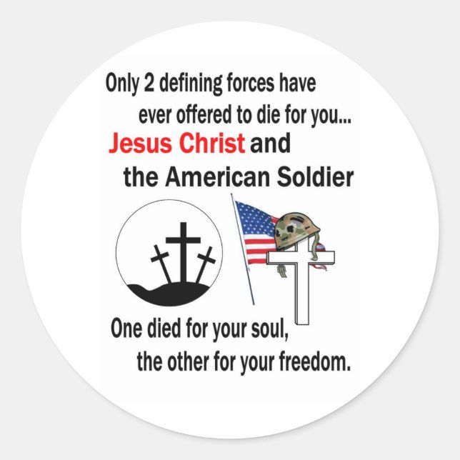 Jesus Christ and the American Soldier 2nd Version Classic Round Sticker (Front)