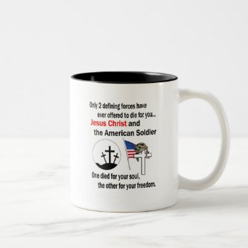 Jesus Christ And The American Soldier 2nd Version Two-tone Coffee Mug by 4westies at Zazzle