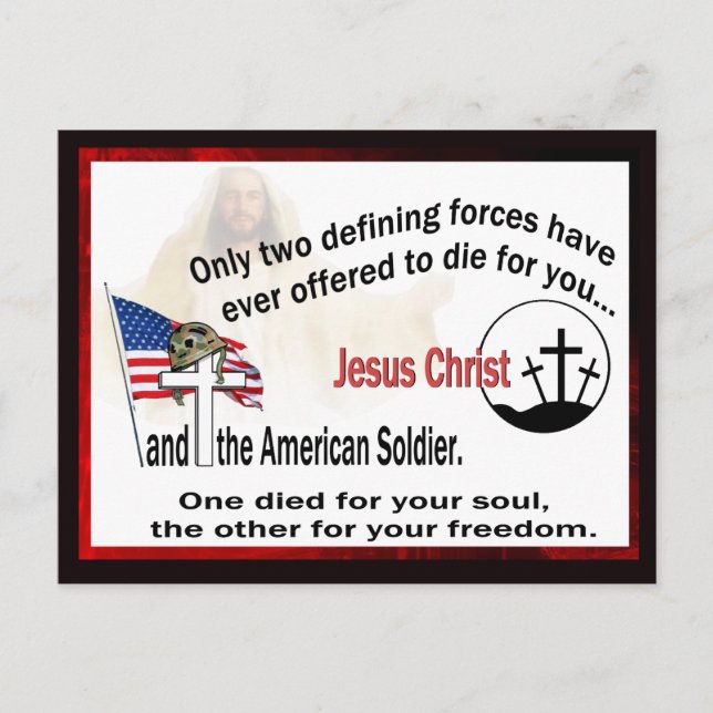 Jesus Christ And The American Soldier Postcard (Front)