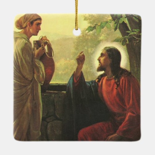 Jesus Christ and the Good Samaritan at the Well Ceramic Ornament