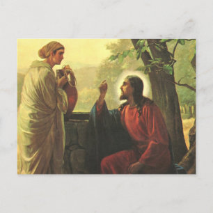 Jesus Christ and the Good Samaritan at the Well Postcard