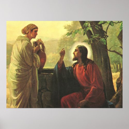 Jesus Christ and the Good Samaritan at the Well Poster