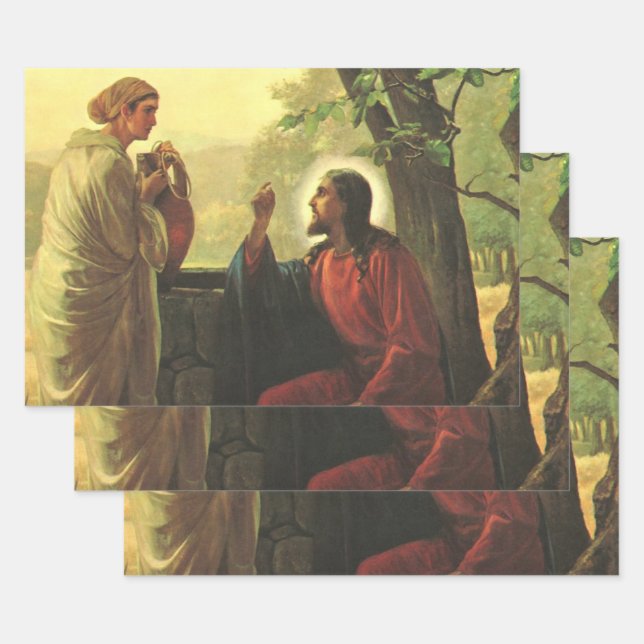 Jesus Christ and the Good Samaritan at the Well Wrapping Paper Sheets (Set)