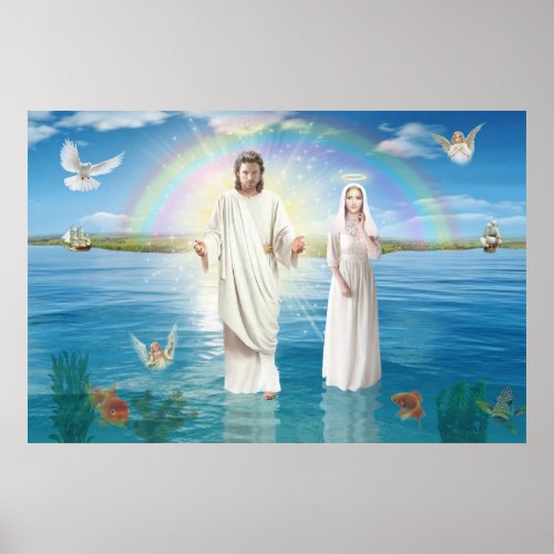 Jesus Christ and the Virgin Mary Regina Coeli Poster