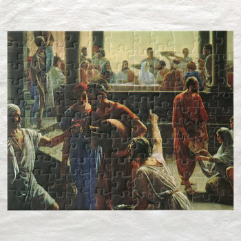 Jesus Christ At Wedding Of Cana  Water Into Wine Jigsaw Puzzle by YesterdayCafe at Zazzle