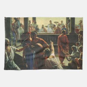 Jesus Christ at Wedding of Cana, Water into Wine Kitchen Towel