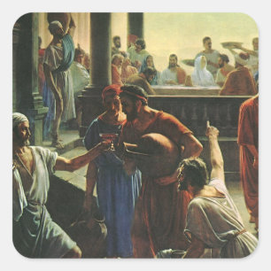 Jesus Christ at Wedding of Cana, Water into Wine Square Sticker