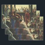 Jesus Christ at Wedding of Cana, Water into Wine Wrapping Paper Sheets<br><div class="desc">Vintage illustration religious design featuring the Wedding of Cana. The Marriage at Cana or Wedding at Cana is the first miracle attributed to Jesus in the Gospel of John. In the Gospel account, Jesus, his mother and his disciples are invited to a wedding, and when the wine runs out, Jesus...</div>