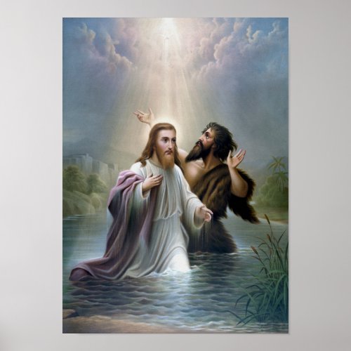 Jesus Christ Baptism by John the Baptist Poster