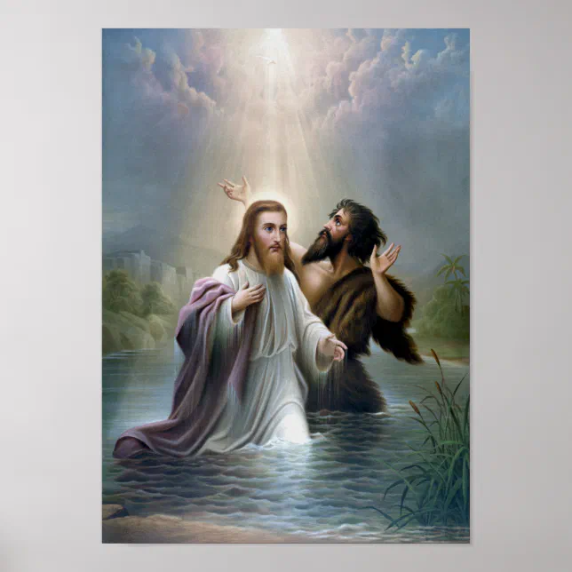 Jesus Christ Baptism by John the Baptist Poster | Zazzle