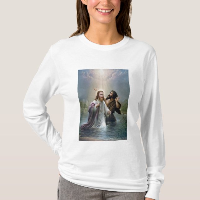 Jesus Christ Baptism by John the Baptist T-Shirt (Front)